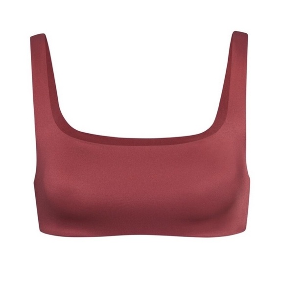 NWT SKIMS Stretch Satin Square Neck Bra In Berry XS - Picture 3 of 4
